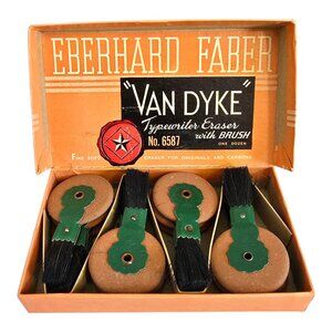 Vintage Eberhard Faber Van Dyke Typewriter Erasers w/ Brush #6587 1 Dozen Box